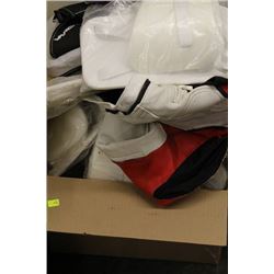 BOX OF ASSORTED HOCKEY PADS INCLUDING GOALIE