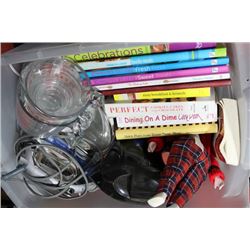 BOX OF MISC KITCHENWARE INCLUDES CROCK POT, COOK