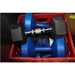 CRATE OF ASSORTED WEIGHTS