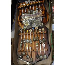 BOX W/ SPOON COLLECTION - 2 WOOD SPOON HOLDERS