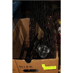 BOX OF BLACK WROUGHT IRON HOME DECOR