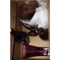 BOX W/COLUMBIA AND AMETHYST GLASS