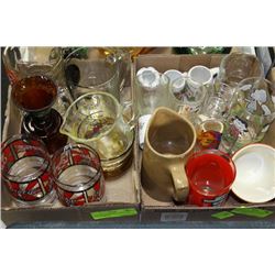 TRAY OF ASSORTED GLASS AND DISHWARE X2