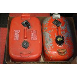 TWO RED METAL MARINE GAS CANS