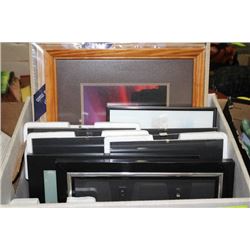 BOX OF FRAMED SCENIC & ORCHID PICTURES