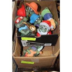 BOX OF FROG GARDEN STATUES X2