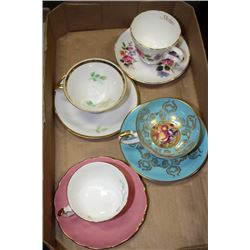 TRAY OF ENGLISH FINE BONE CHINA CUPS & SAUCERS