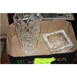 CRYSTAL ASHTRAY W VASE