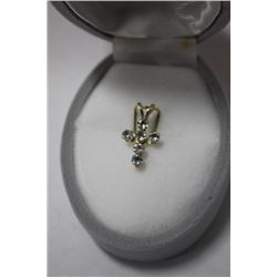 10KT GOLD B LUE TOPOAZ CROSS PENDANT