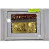 Image 1 : 24K GOLD FOIL $100 CANADIAN BANKNOTE FRAMED