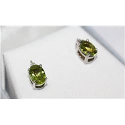 STERLING SILVER PERIDOT & DIAMOND EARRINGS