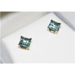 10KT GOLD BLUE TOPAZ EARRINGS  MSRP $300