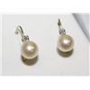 Image 1 : 10KT GOLD CULTURED PEARL & DIAMOND EARRINGS