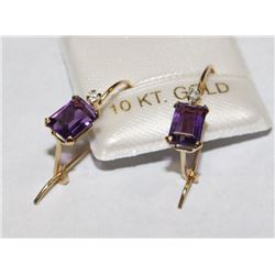 10KT GOLD AMETHYST & DIAMOND EARRINGS  MSRP $714