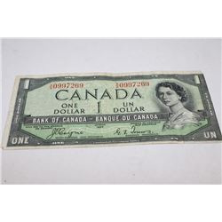 CANADA 1954 DEVIL FACE 1 DOLLAR BANKNOTE