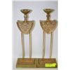 Image 1 : PAIR OF GOLD TONE DESIGNER CANDLE HOLDERS
