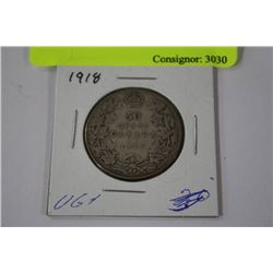 1918 GEORGE V .925 SILVER 50 CENT