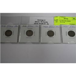 GEORGE V SILVER DIMES 1918-19-20-21 X4