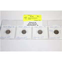 EDWARD VII SILVER NICKELS 1904-05-06-07 X4