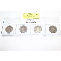 WWII ERA SILVER 50 CENTS 1940-42-43-44 X4