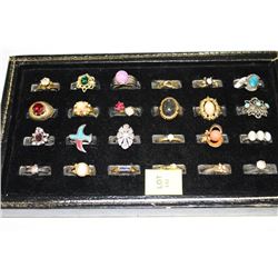 TRAY OF VINTAGE OLD STORE STOCK RINGS