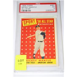 1958 TOPPS MICKEY MANTLE ALL STAR CARD PSA SCORED