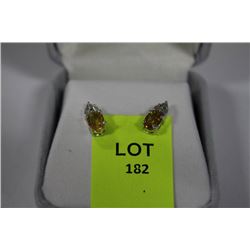 #10 ST SILVER CITRINE AND DIAMOND EARRINGS