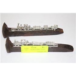 2 ANTIQUE RAILWAY SPIKE TRAIN FIGURES