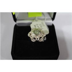 0.925 GREEN AMETHEST RING SIZE 7