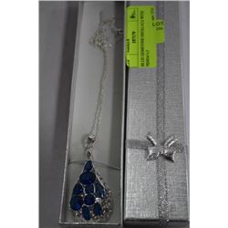 BLUE GEMSTONE NECKLACE WITH PENDANT