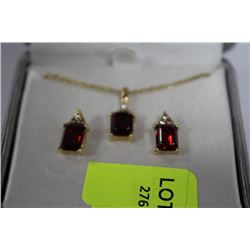 SYNTHETIC RUBY EARRING AND NECKLACE SET