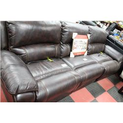 3 PC BROWN LEATHER ELECTRIC RECLINING SOFA