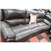Image 1 : 3 PC BROWN LEATHER ELECTRIC RECLINING SOFA