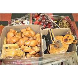 PALLET OF HANDMADE/HANDPAINTED WOODEN FIGURES