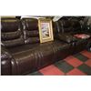 Image 1 : NEW CHOCOLATE BROWN LEATHER RECLINING SOFA AND