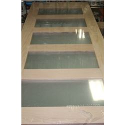 RED OAK SOLID DOOR WITH FROSTED GLASS INSERTS