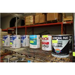 SHELF 2  8 CANS MARINE ENAMEL/ KILZ ORIGINAL/BASE