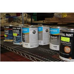 SHELF 5 9 CANS- YELLOW ACRYLIC STAIN/ DECK STAIN/
