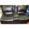 Image 1 : BLACK LEATHERETTE RECLINING LOVE SEAT