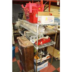 METAL RACK W LARGE SECTION OF TOOLS INCLUDES