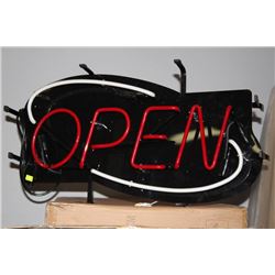 WHITE/RED NEON OPEN SIGN