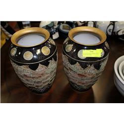 SET OF BLACK & COPPER TONED DESIGNER VASES