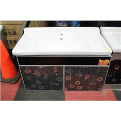 BLACK AND SILVER FLOATING BATHROOM VANITY ON