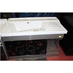 BLACK AND SILVER FLOATING BATHROOM VANITY ON