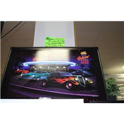 LARGE LED & NEON VINTAGE 50s DRIVE-IN SCENE