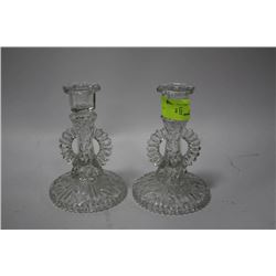 PAIR OF ESTATE GLASS CANDLE HOLDERS
