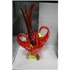 Image 1 : RED ART GLASS VASE SOLD W BOWL