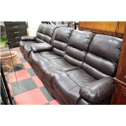NEW BROWN LEATHER RECLINING SOFA W LOVE