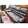 Image 1 : NEW BROWN LEATHER RECLINING SOFA W LOVE