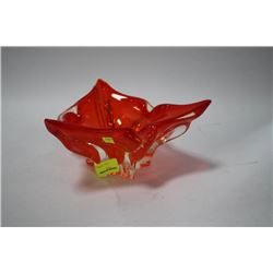 ORANGE ART GLASS DISH